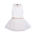 White ballerina tulle dress for girls. This dress has shimmer decorating the bottom and embellishment around the neckline. By Imoga.