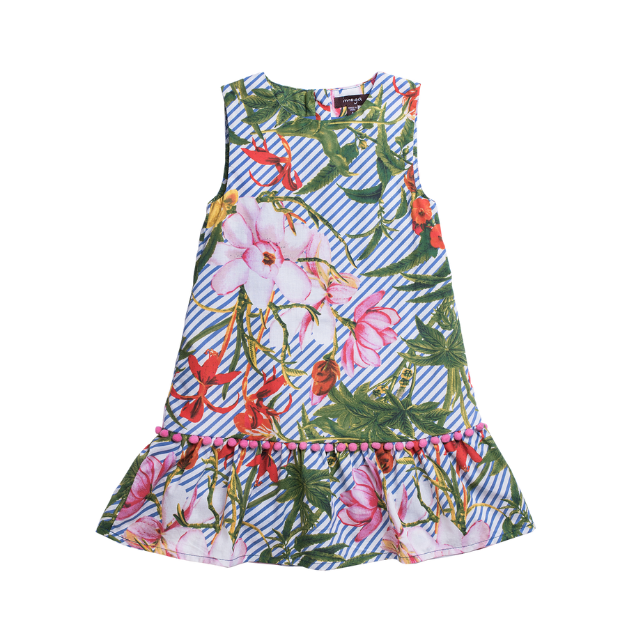 Girls tropical print sleeveless dress by Imoga.
