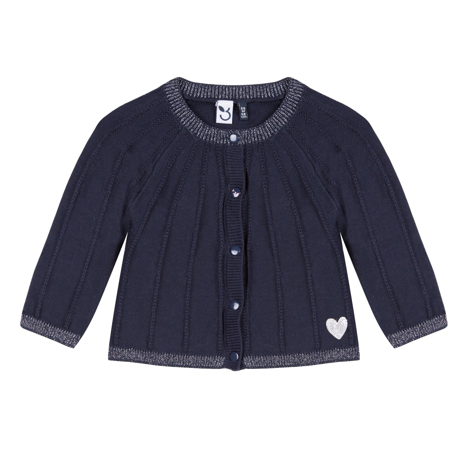 Baby Toddler Girls Navy Cardigan With Silver Heart