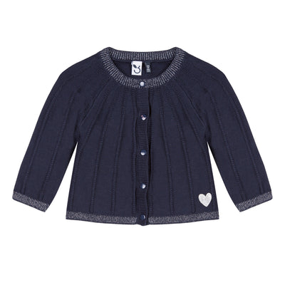 Baby & Toddler Girls Navy Cardigan With Silver Heart