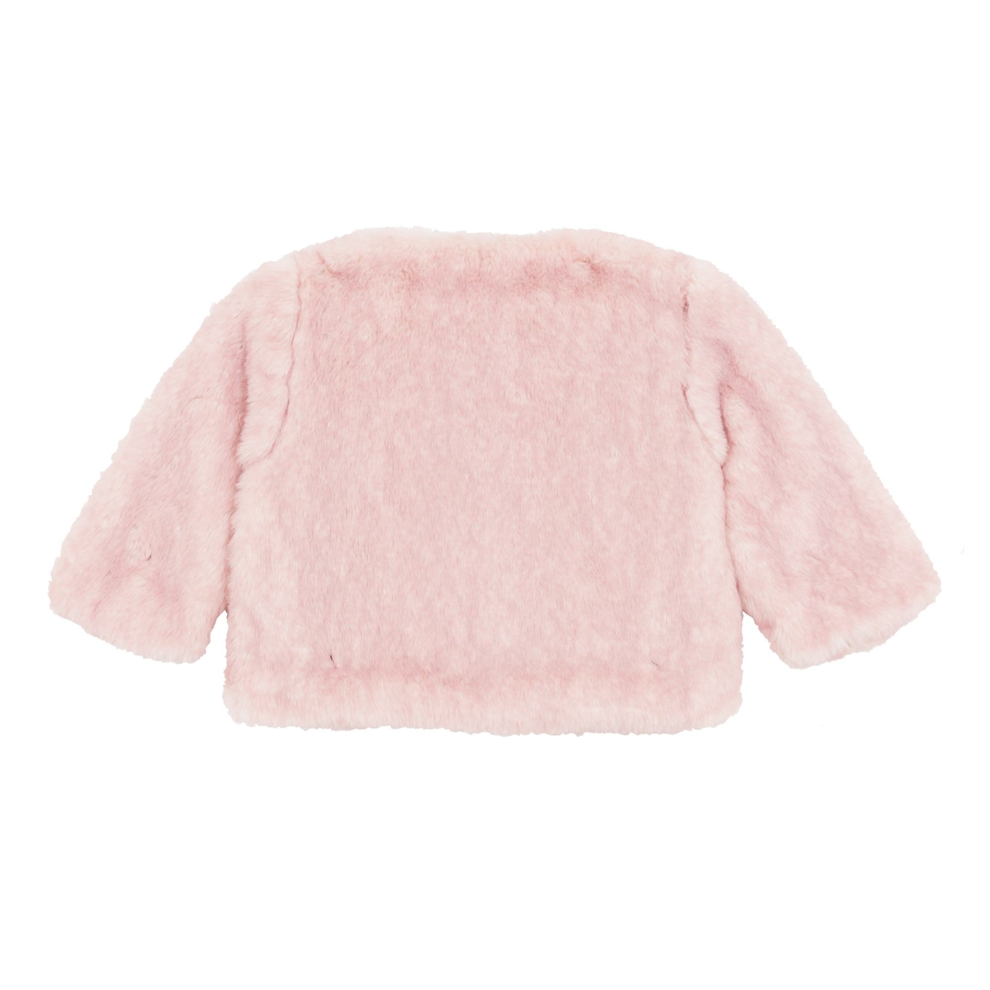 Jean Bourget rosewood faux fur jacket lined with cotton and zipper in the front.