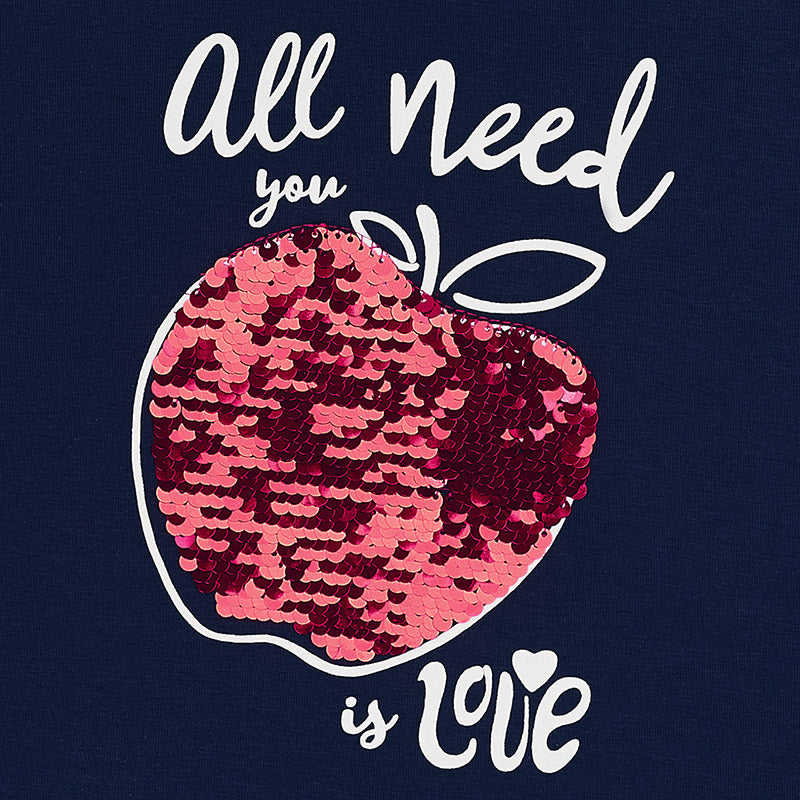 Short Sleeved Print Sequin T-Shirt For Girl