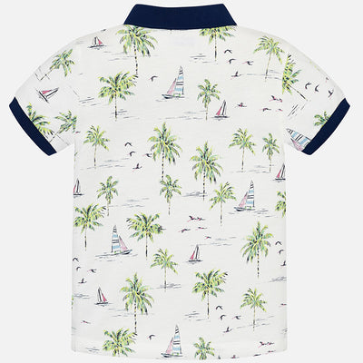 Boys Short Sleeved Patterned Polo Shirt