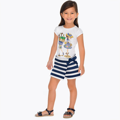 Striped Shorts With Bow For Girl