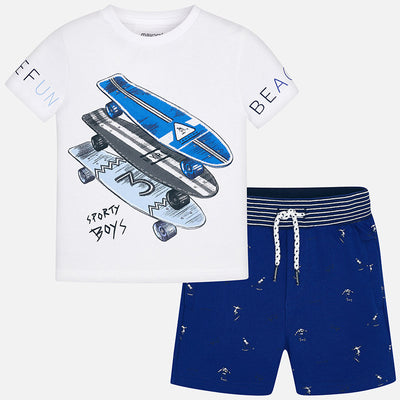 Boys Skateboard Printed Bermuda Short Set