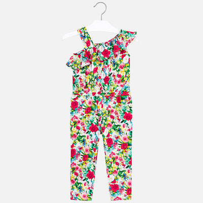 Girls Long Printed Floral Romper