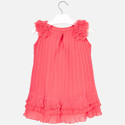 Pleated Dress With Ruffles For Girl