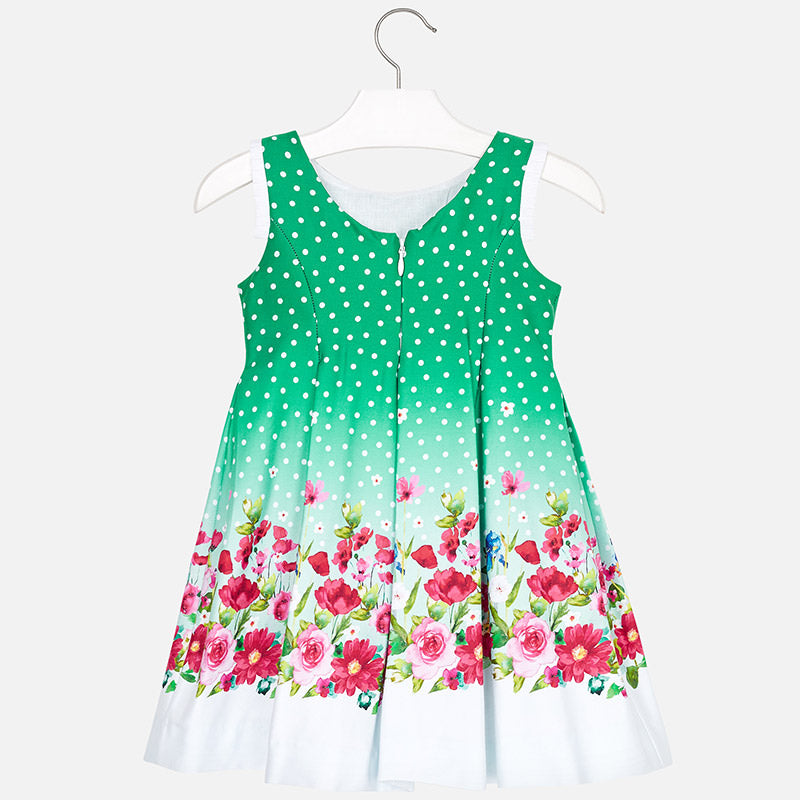 Polka Dot Dress With Floral Border For Girl