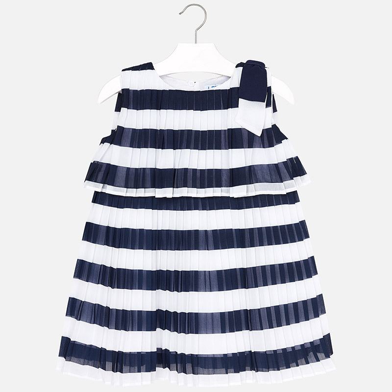 Pleated Striped Dress For Girls