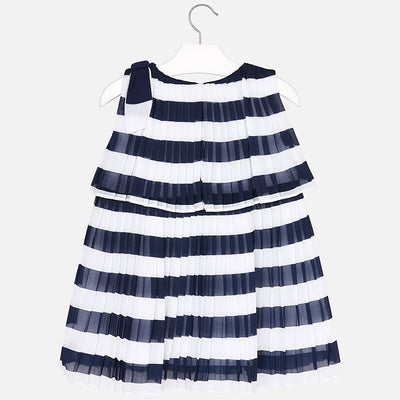 Pleated Striped Dress For Girls