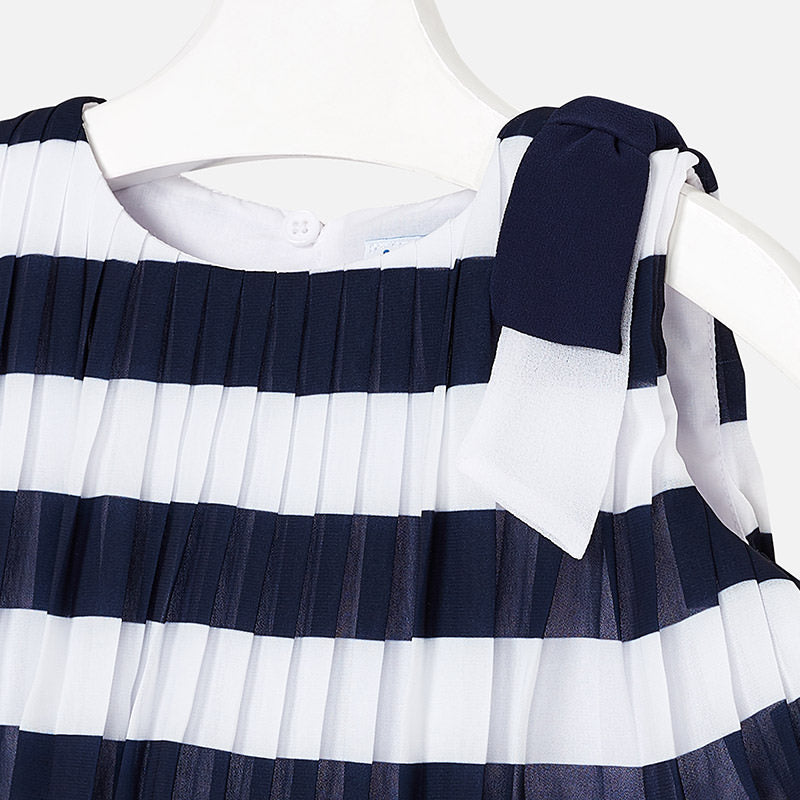 Pleated Striped Dress For Girls