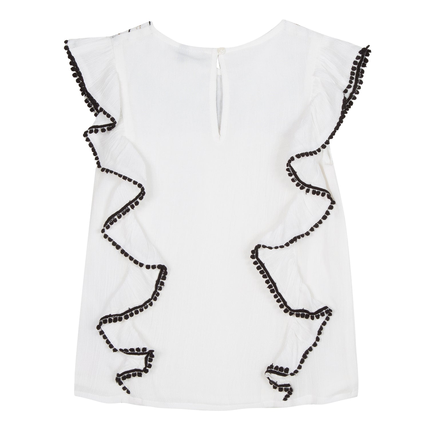 Girls Crepe and Embroidery White Top