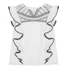 Girls Crepe and Embroidery White Top