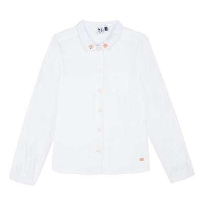 Girls White Dress Shirt with Crowns