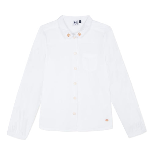 Girls White Dress Shirt with Crowns