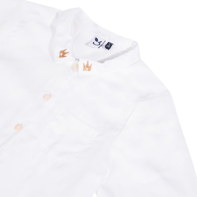 Girls White Dress Shirt with Crowns