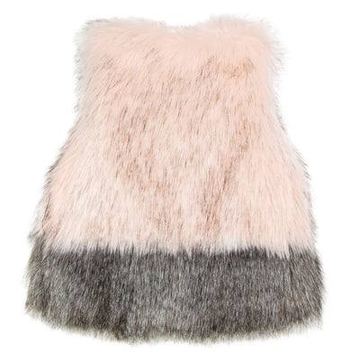 Girls Vintage Rose Faux Fur Vest