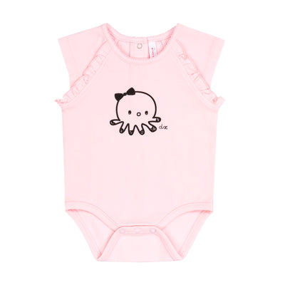 Light Pink Bodysuit With Octopus And Skort Set