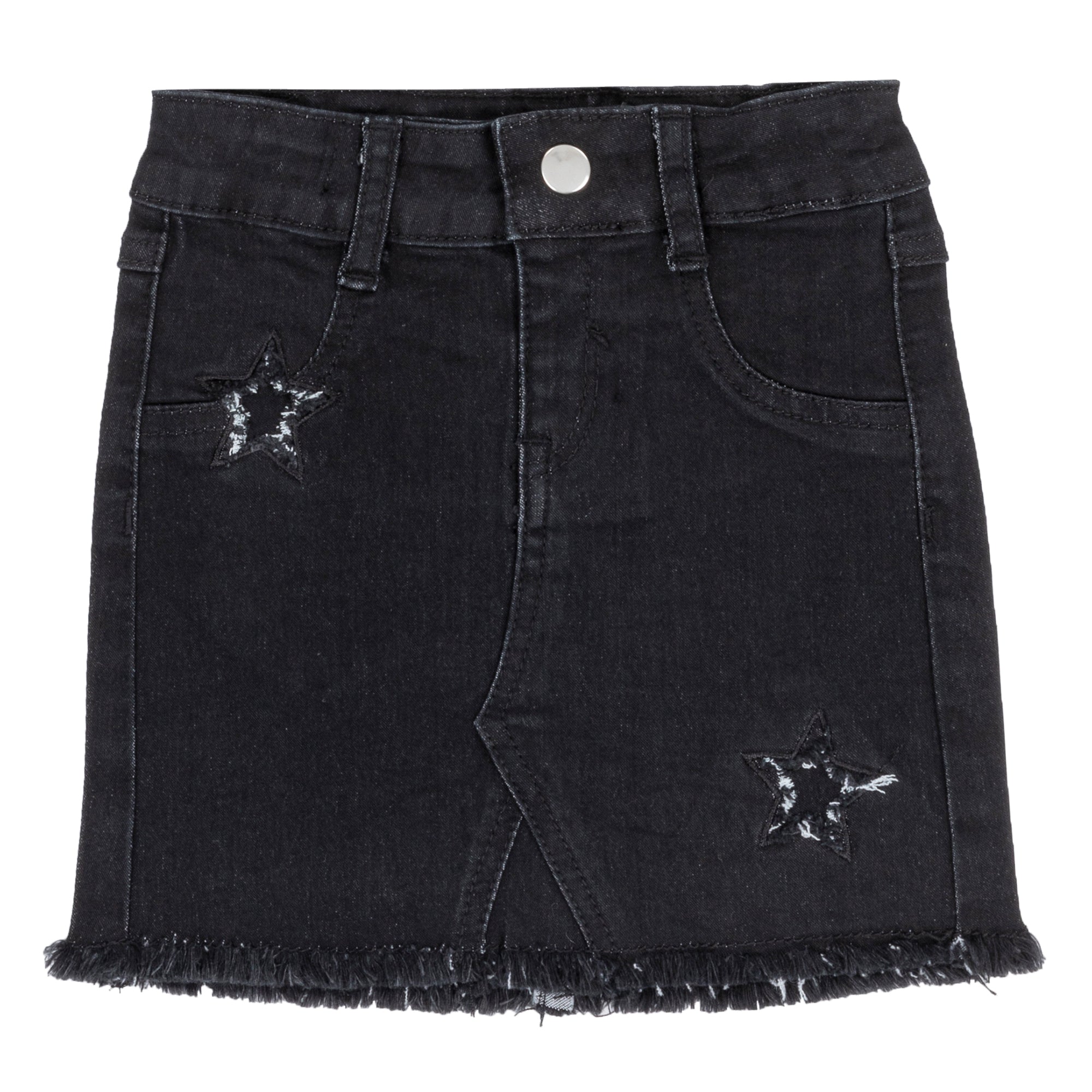 Distressed Black Denim Skirt Deux Par Deux House of Sofella
