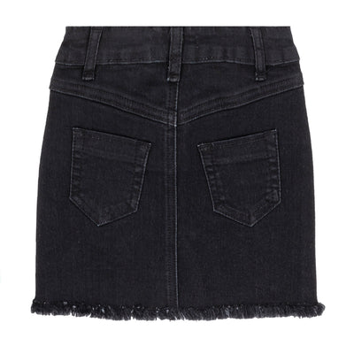 Girls Distressed Black Denim Skirt