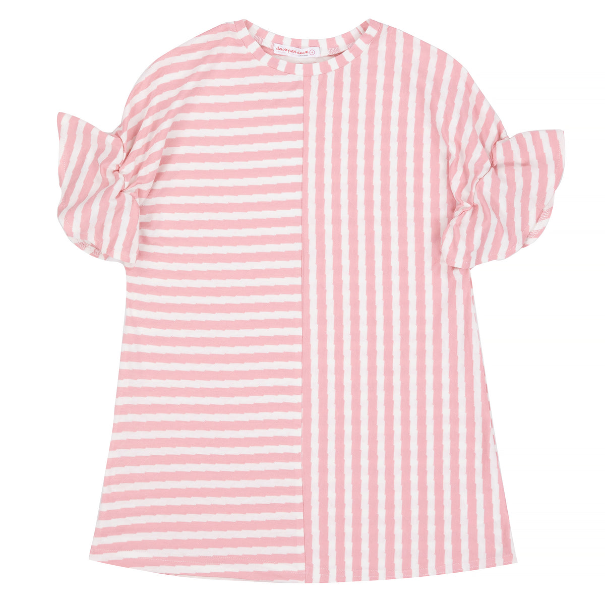 Girls Pink & White Striped Oversized Dress