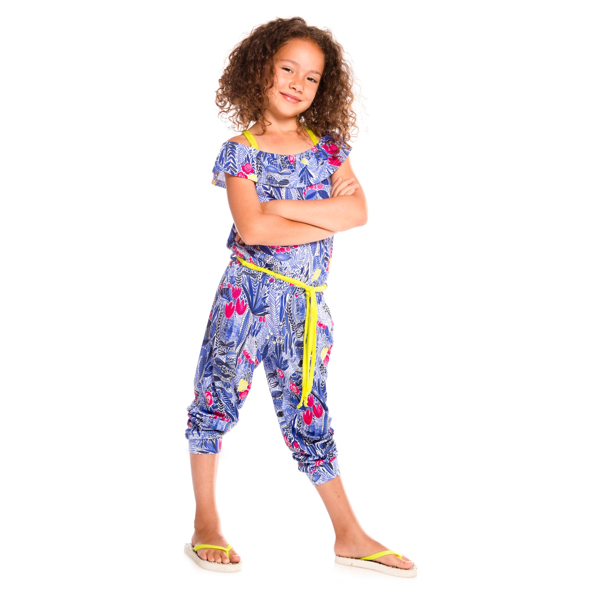 Girls Flower Printed Jumpsuit