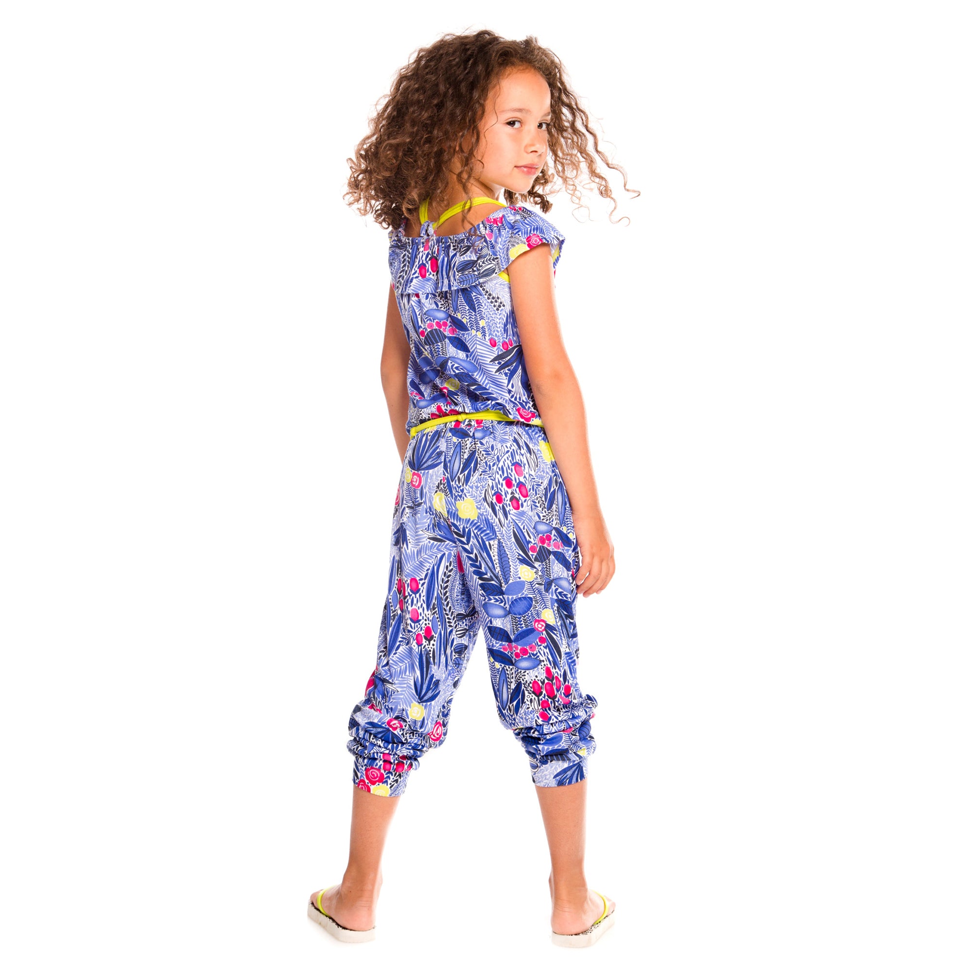 Girls Flower Printed Jumpsuit