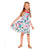 Girls Cactus Printed Flare Cotton Dress With Tassels