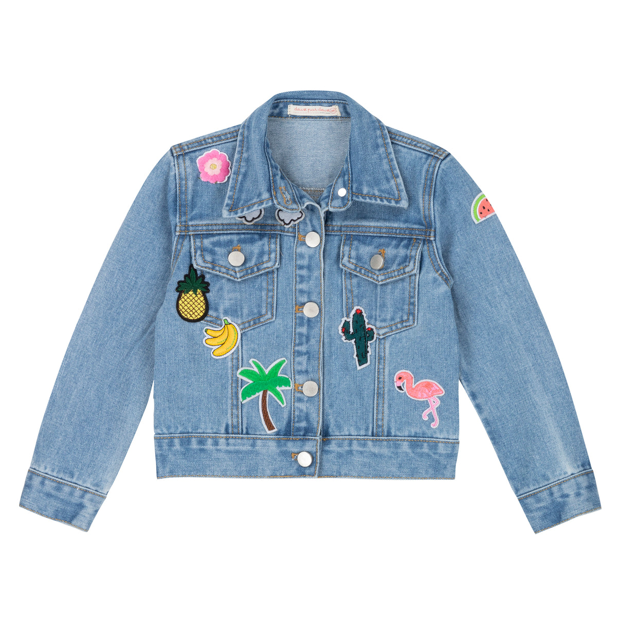 Girls Denim Jacket With Patches House Of Sofella Girls Denim Jacket With Patches House Of Sofella