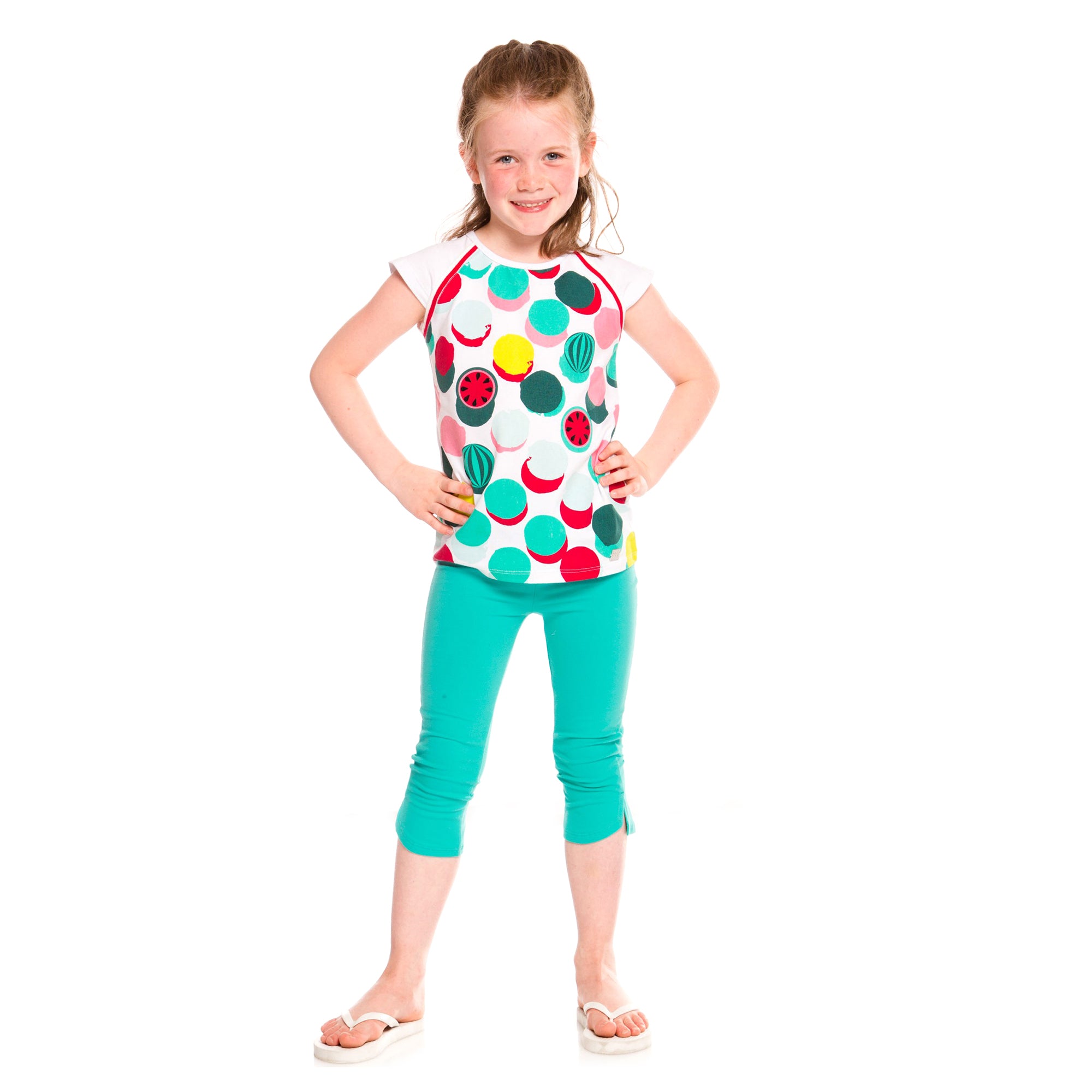 Girls White T-Shirt With Watermelon Polka Dots