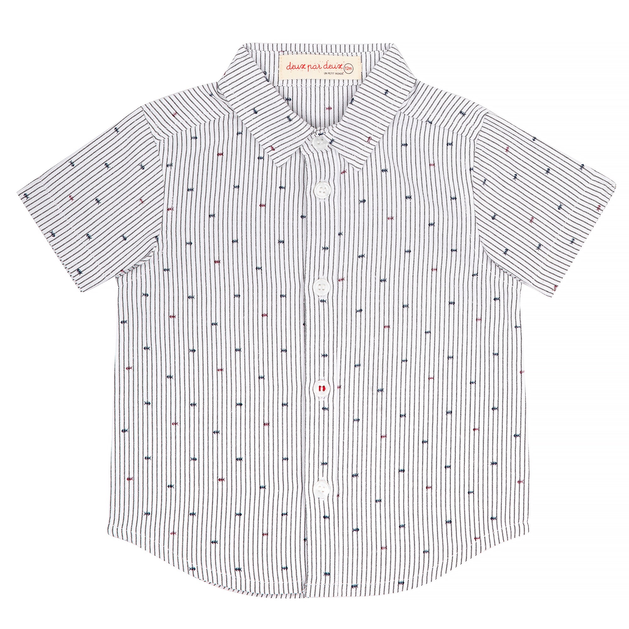 Boys Short Sleeved Shirt with Fishbone Print