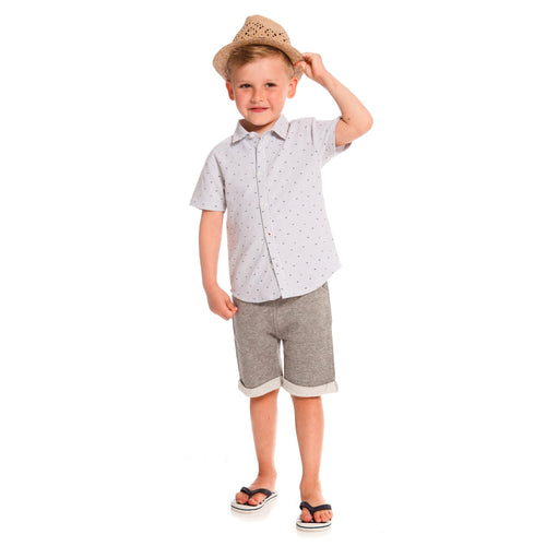 Boys Short Sleeved Shirt with Fishbone Print