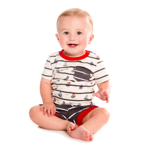 Sail Boats Boys Printed T-Shirt & Short Set