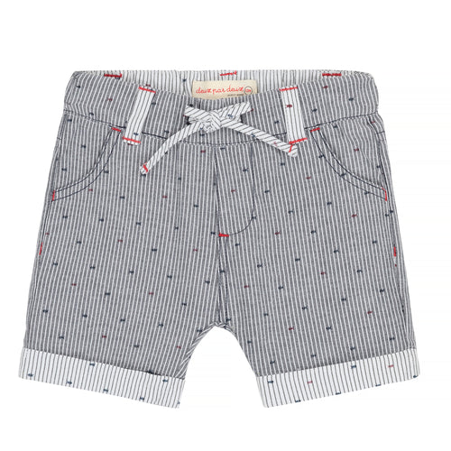 Striped Short With Printed Fishbones For Boys