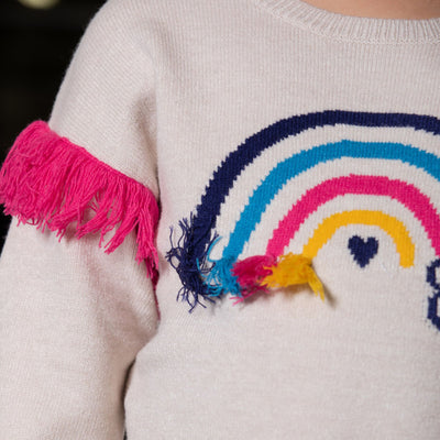 Girls Knitted Rainbow Sweater Top