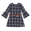 Girls Navy Plaid Dress with Belt