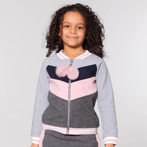 Girls Grey Felt Bomber Cardigan