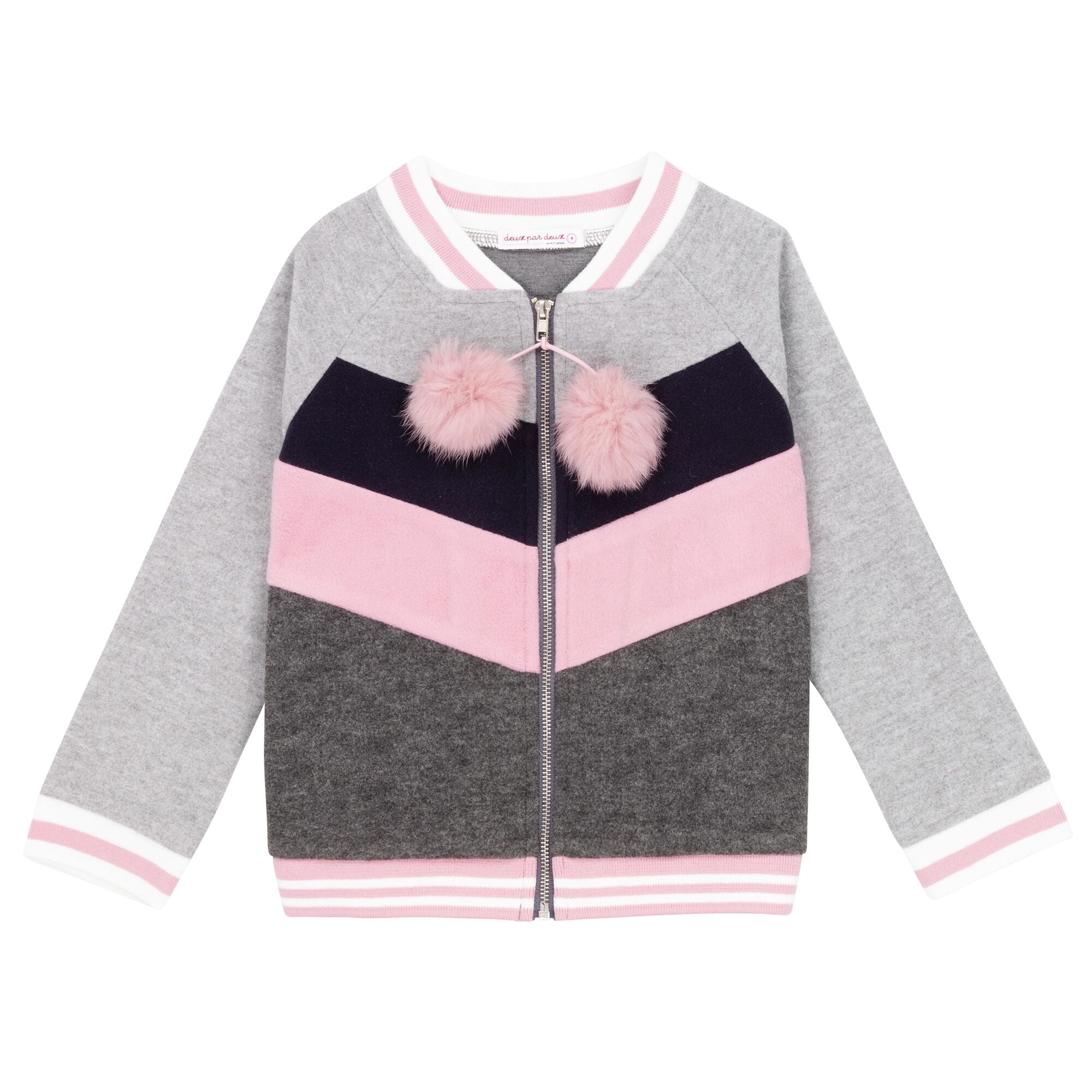 Girls Grey Felt Bomber Cardigan