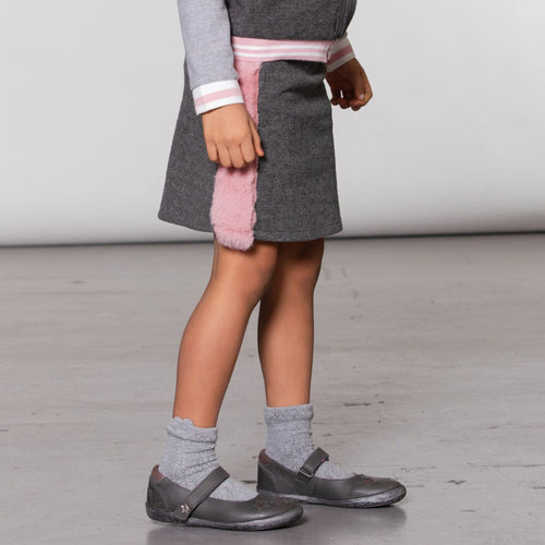 Girls Felt Skirt with Faux Fur