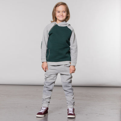 Boys Hoodie with Patches and Side Zipper