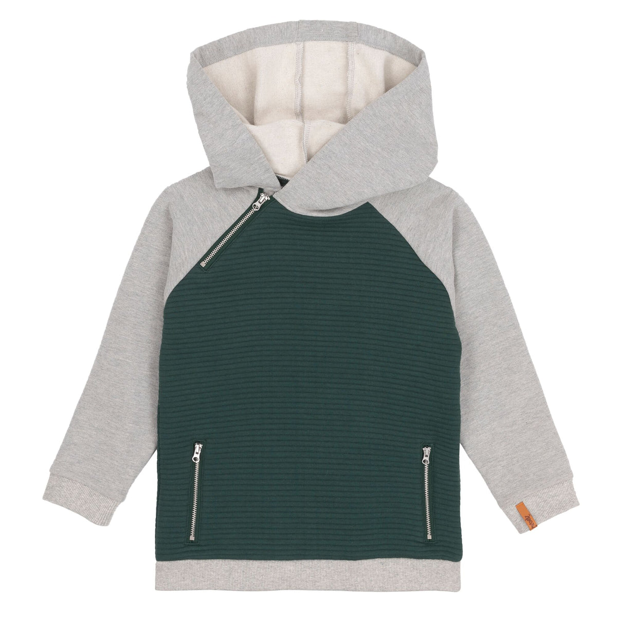 Boys Hoodie with Patches and Side Zipper