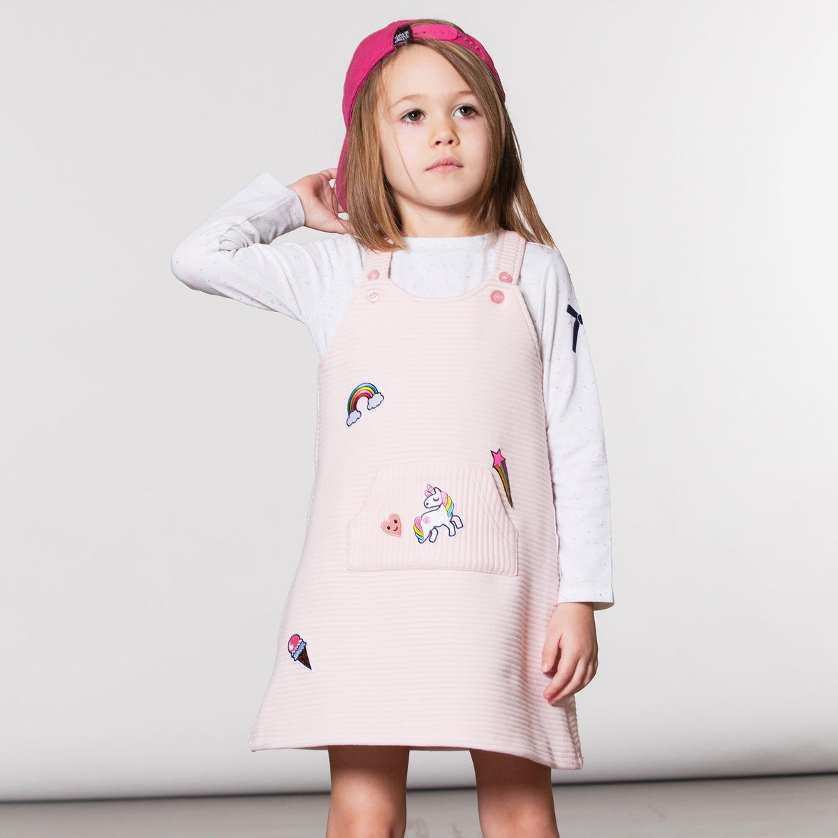 Girls pink top jumper dress