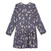 Girls Multicolored Bird Printed Grey Dress