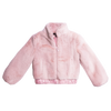 Baby pink faux fur jacket with front zipper for girls by Imoga.
