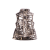 Girls high low puffer vest with front pockets in shiny gold deigned by Imoga.