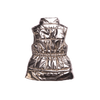 Girls high low puffer vest with front pockets in shiny gold deigned by Imoga.