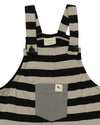 Unisex organic cotton black and nude striped sleeveless dungaree by TurtleDove London.