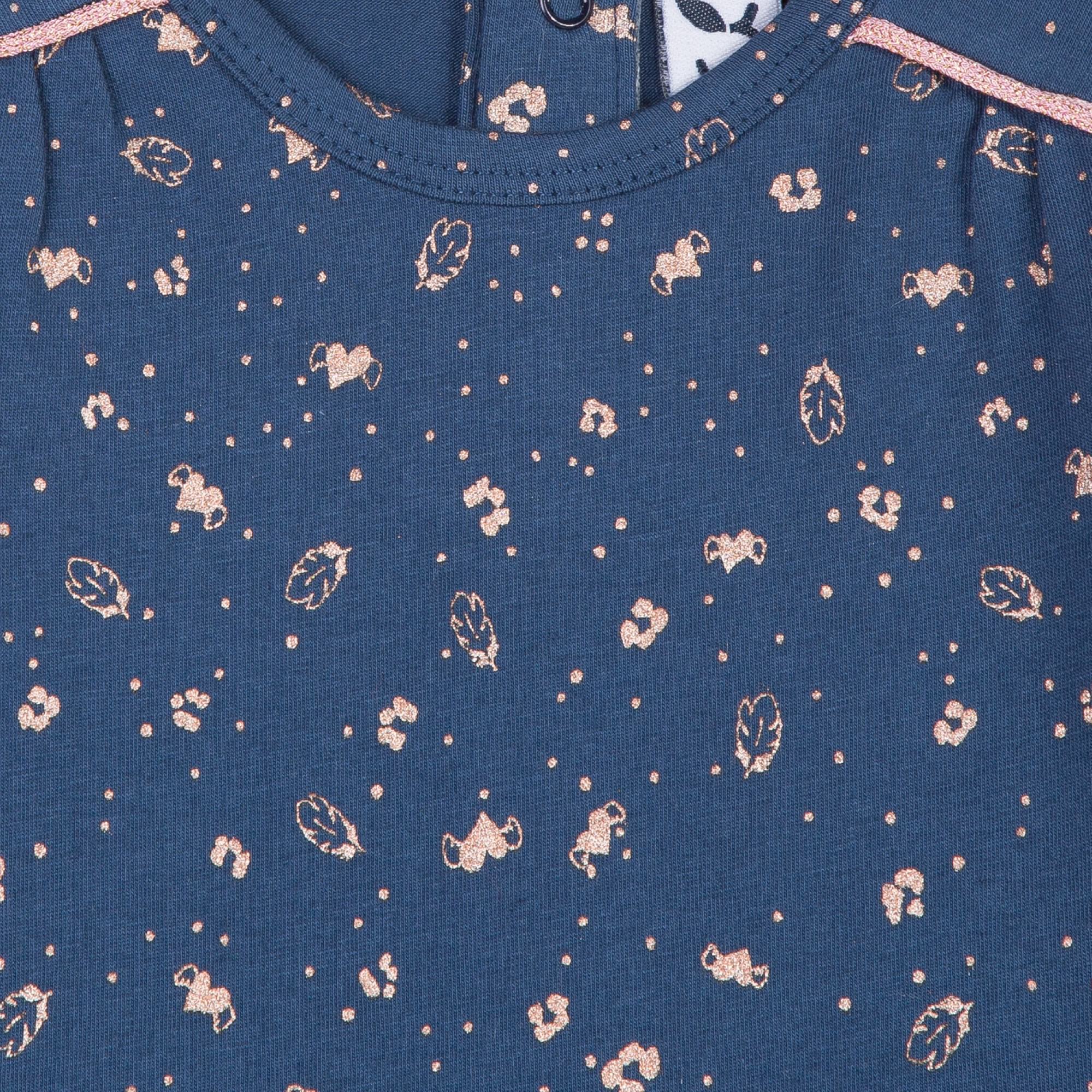 Baby & Toddler Girls Blue And Copper Patterned Printed Dress