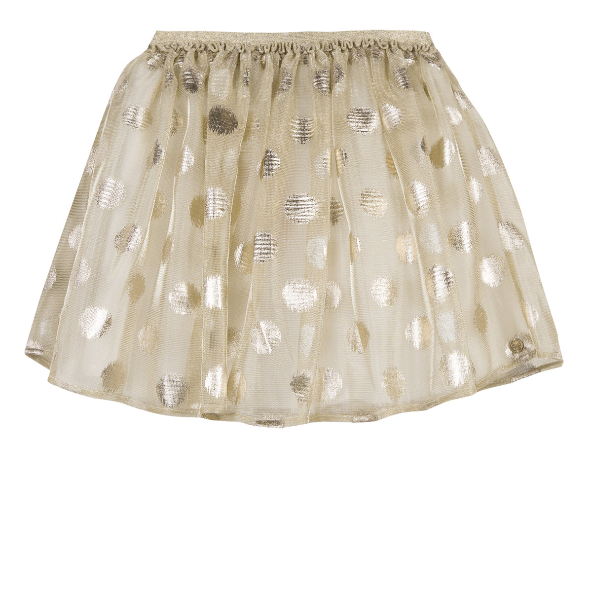 Girls Polka Dot Flared Gold Skirt