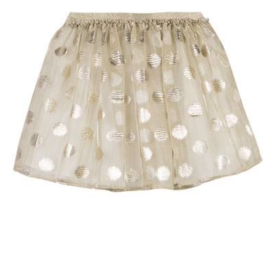 Girls Polka Dot Flared Gold Skirt